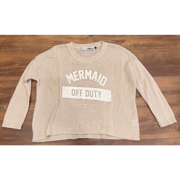 The Laundry Room Mermaid Off Duty Open Knit Oversize Sweater in Cream size Small - Picture 2 of 9